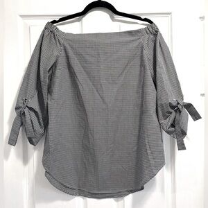 Aritzia Babaton Aritzia Malik Off Shoulder Black & White Checkered Blouse Small